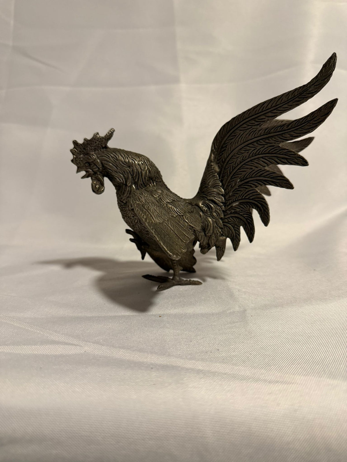 Vintage Fighting Rooster Figurines Silver-Toned Set of 2 - Image 6