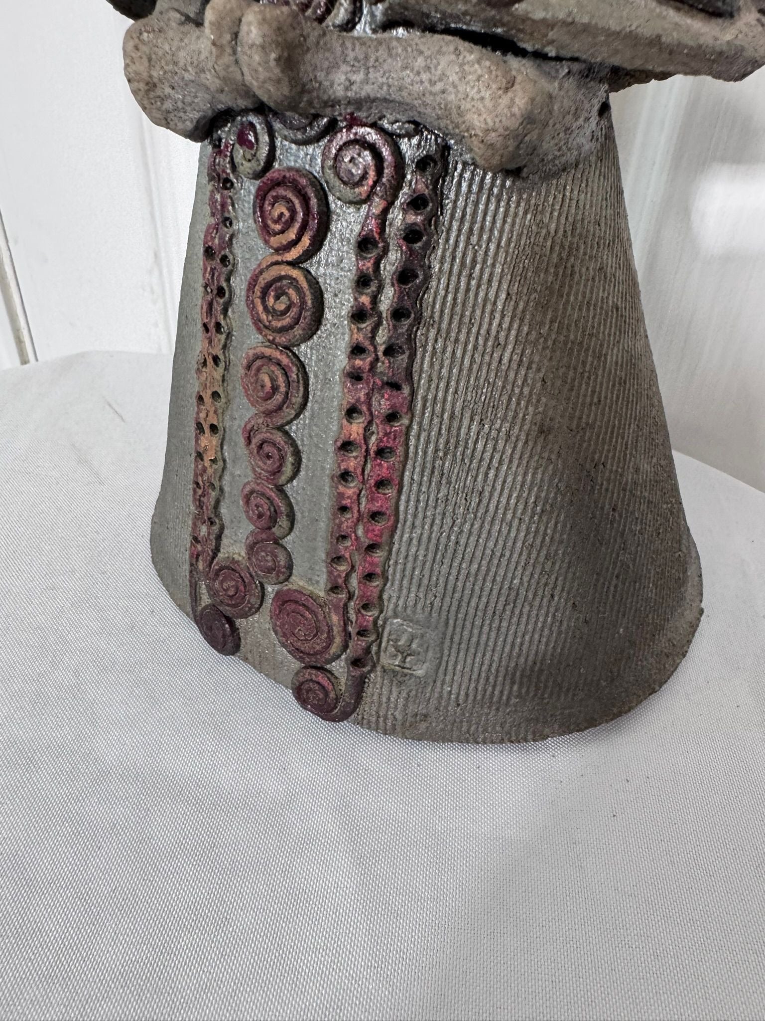 Studio Pottery Ceramic Figurine Sculpture With Spiral Detail - Image 10