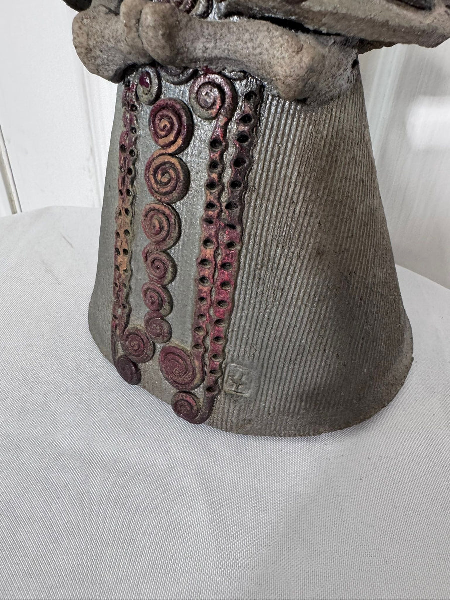 Studio Pottery Ceramic Figurine Sculpture With Spiral Detail - Image 10
