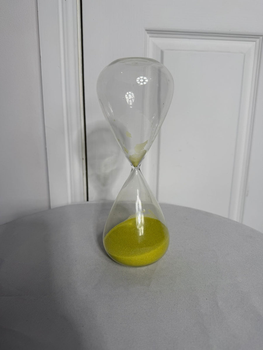 Large Modern Minimalist Glass Hourglass with Vibrant Green Sand - Image 6