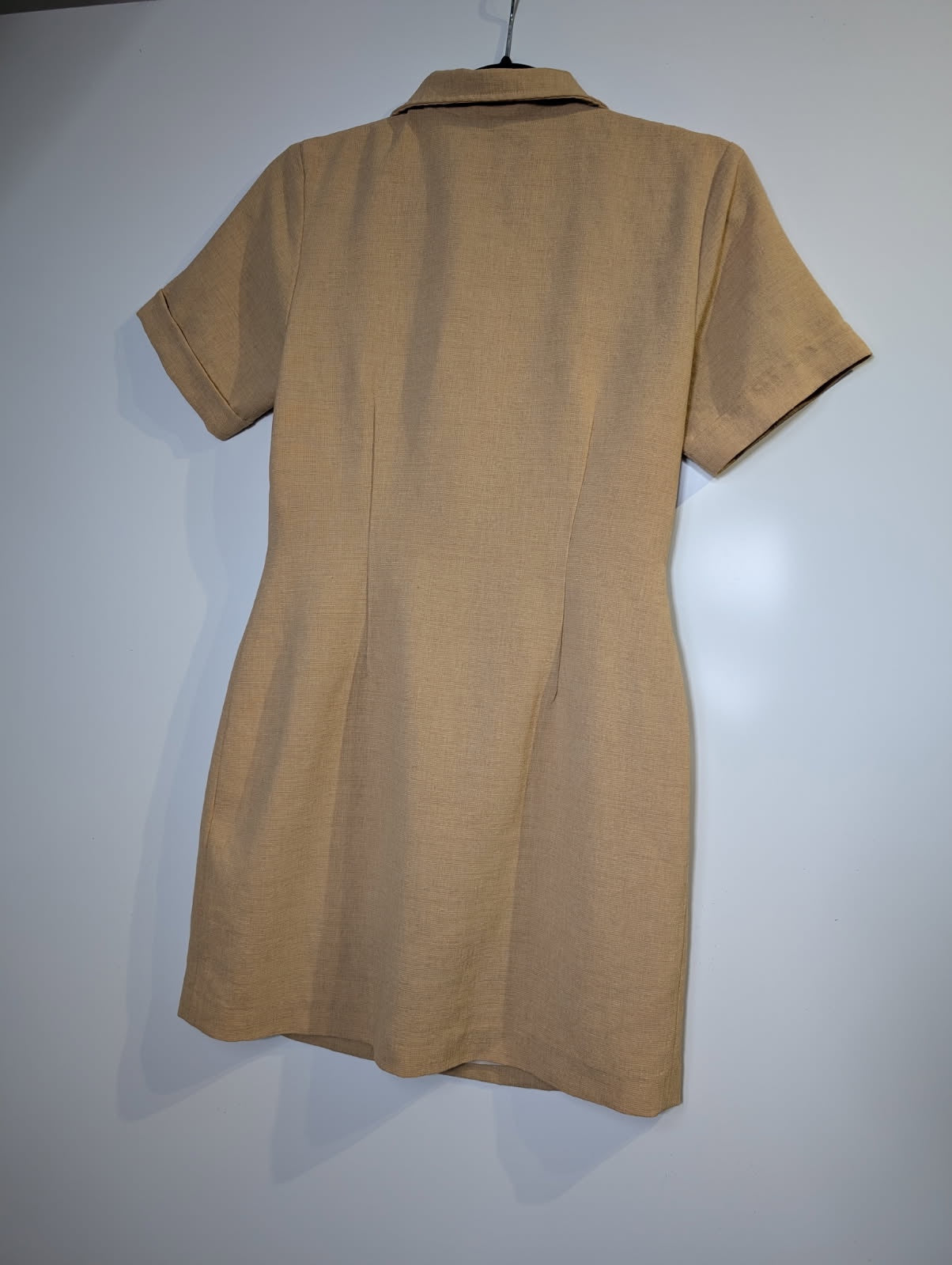 Adax Pour Femme Utility Mini Dress Tan Linen Blend Size M - Image 6