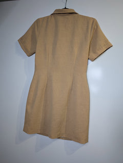 Adax Pour Femme Utility Mini Dress Tan Linen Blend Size M - Image 6