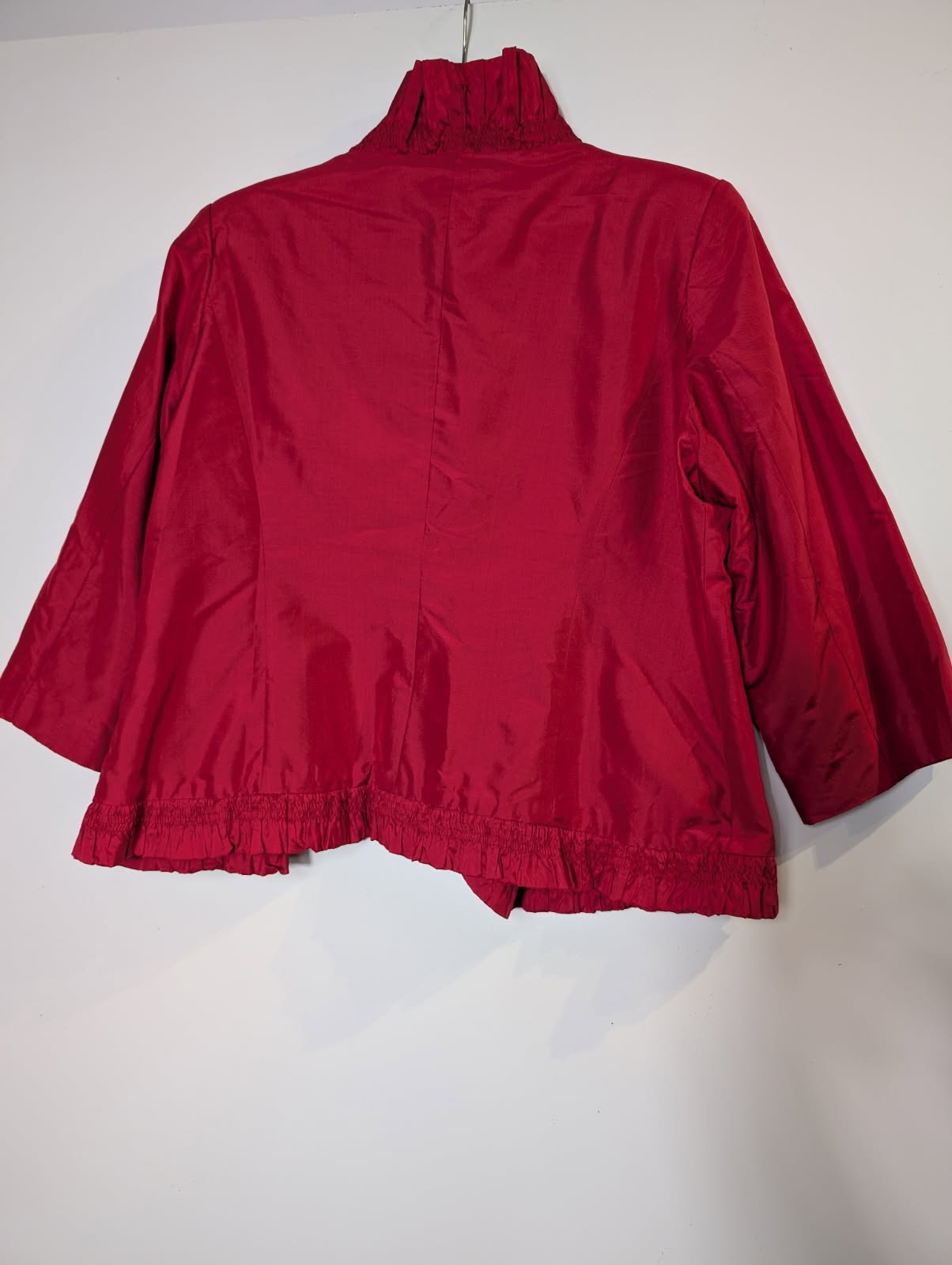 Sarissa Red Silk Ruffled Trim Jacket - Women's Size XL - Image 6