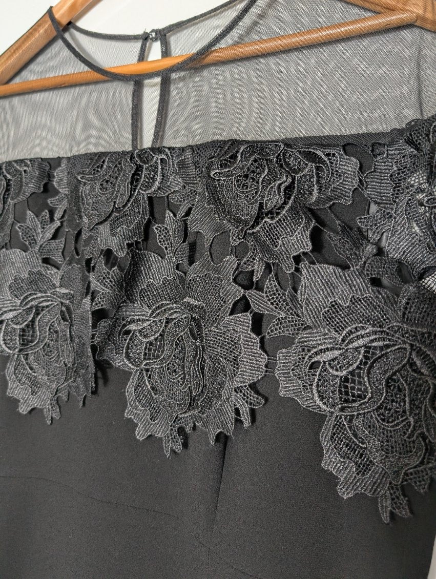Anthea Crawford Black Mesh Evening Dress - Size 18 - Image 6