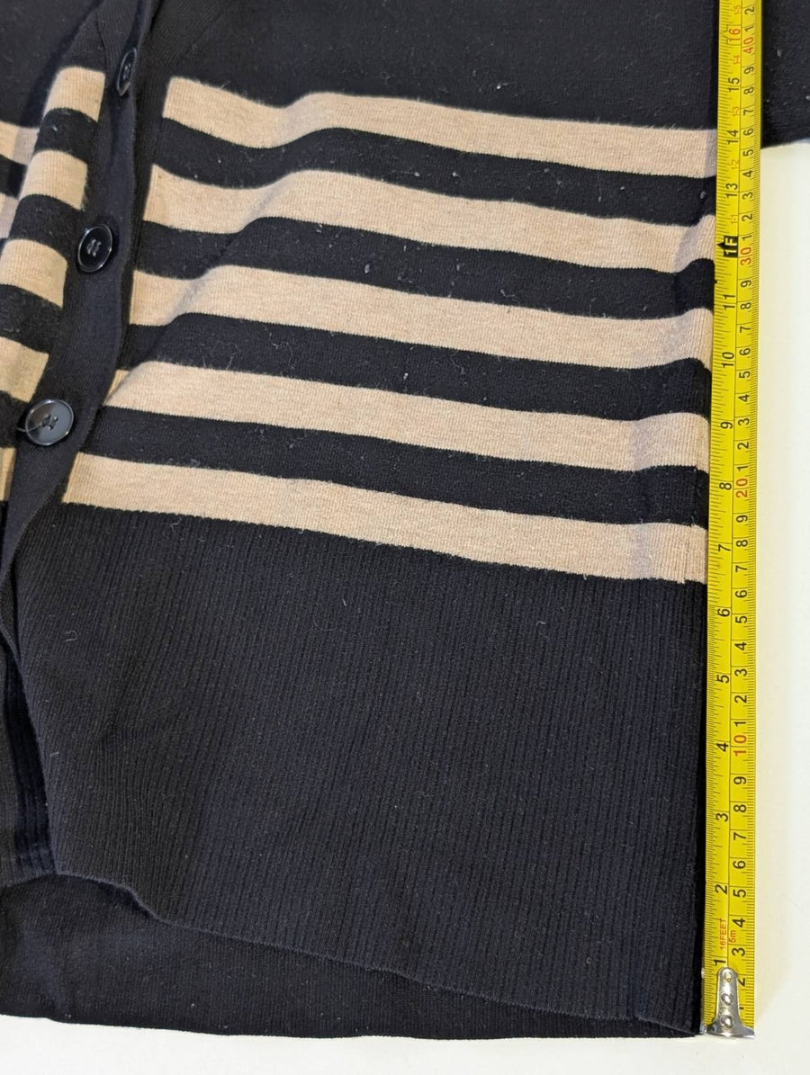 Seed Heritage V-Neck Cardigan - Black and Tan Striped Women's Size M - Image 6