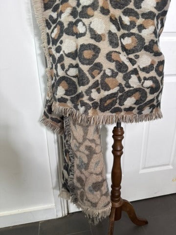 Leopard Print Fringed Blanket Scarf - Soft Oversized Wrap - Image 6