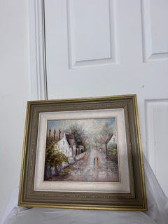 Clare Goodwin Autumn Showers Framed Oil Painting Cottage Street Scene Art - Image 2