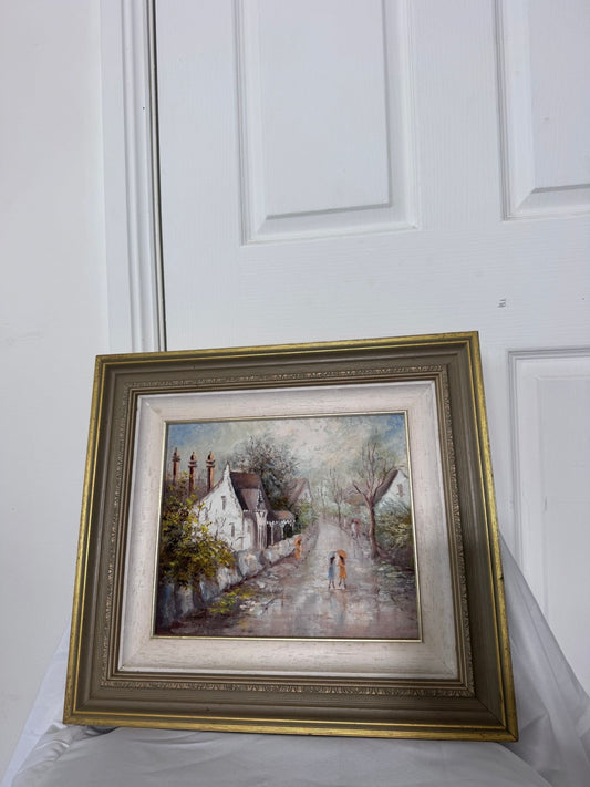 Clare Goodwin Autumn Showers Framed Oil Painting Cottage Street Scene Art - Image 2