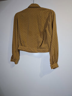 Love.rich Cropped Jacket Mustard Yellow Geometric Print - Image 6