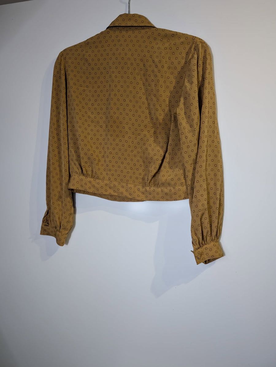 Love.rich Cropped Jacket Mustard Yellow Geometric Print - Image 6