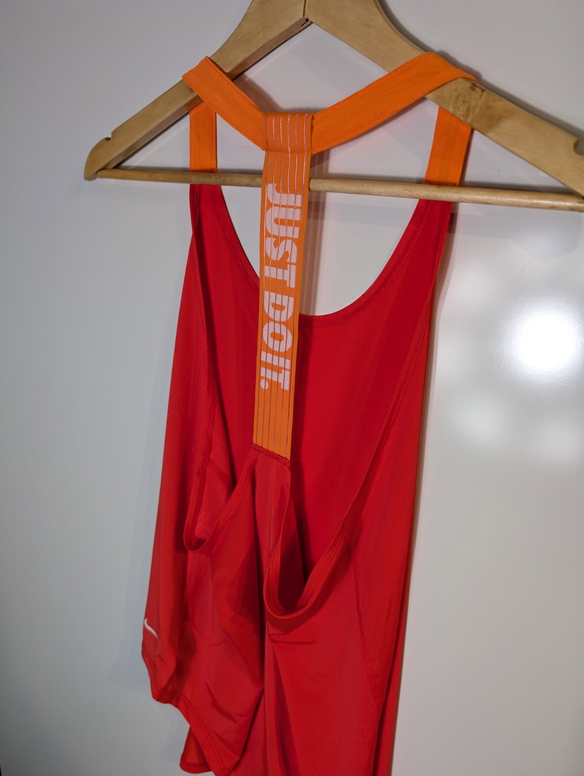 Nike Dri-FIT Racerback Tank Top - Orange/Red Logo Elastic Strap - Image 7