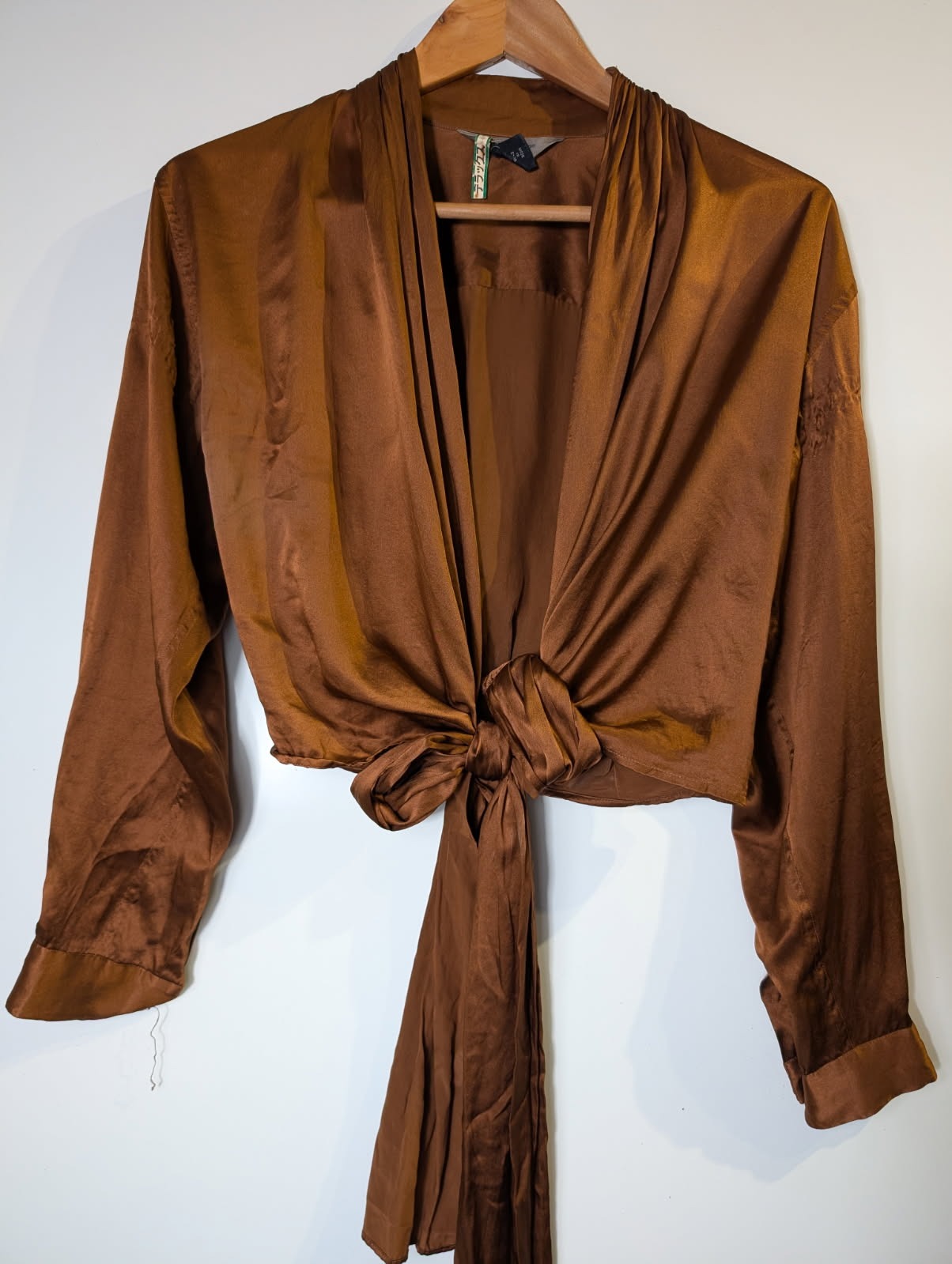 Pinky & Dianne Silk Tie-Front Blouse Brown - Image 6