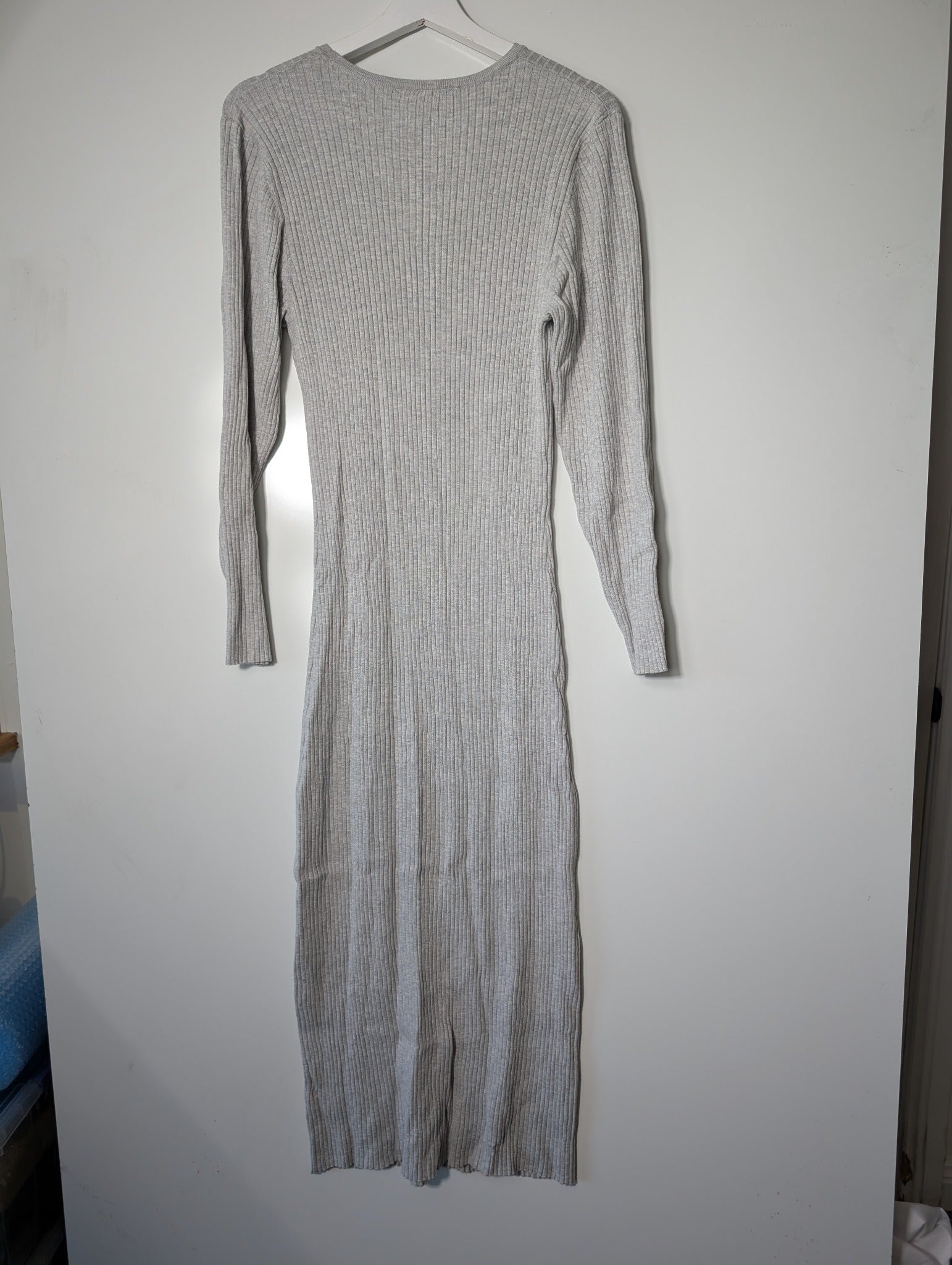Seed Heritage Ribbed Knit Long Sleeve Midi Dress Grey XL - Image 6