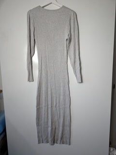 Seed Heritage Ribbed Knit Long Sleeve Midi Dress Grey XL - Image 6