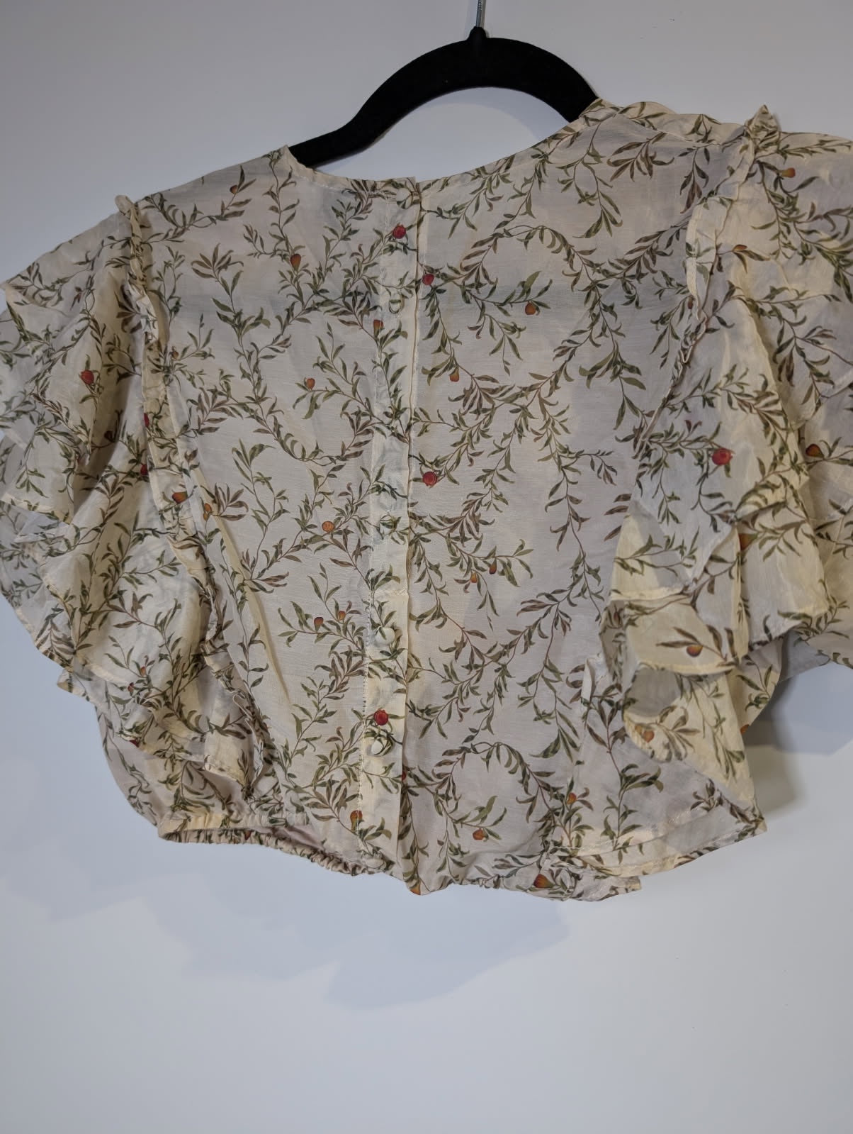 SIR. Floral Print Silk-Blend Ruffle Sleeve Crop Top Size 0 - Image 6