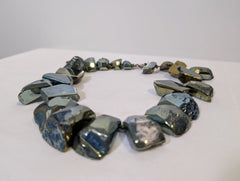 Chunky Metallic Hematite or Pyrite Nugget Statement Necklace - Image 6