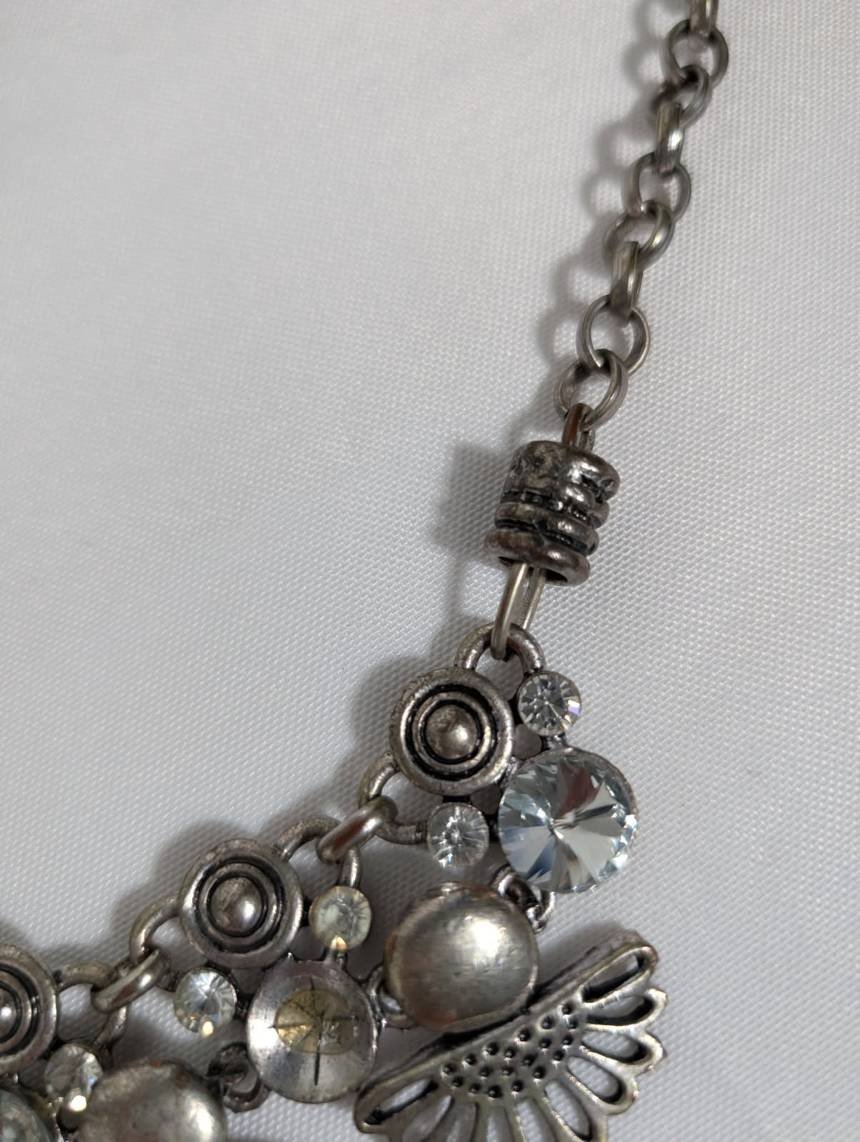 Unbranded Vintage-Style Silver Tone Coin and Filigree Charm Statement Necklace - Image 6