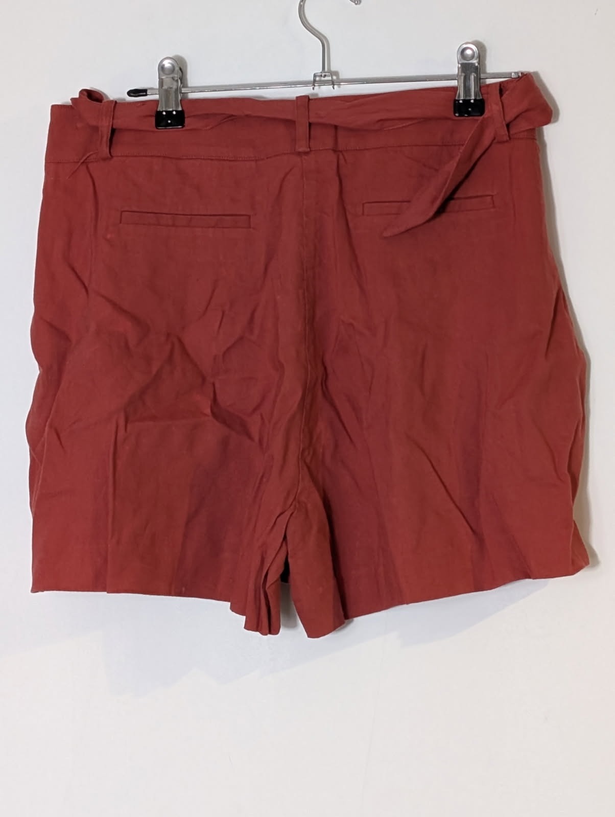 Marcs Women's Linen Blend Belted Paperbag Shorts - Rust Red Size 10 - Image 6