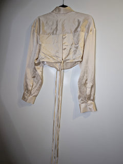 Christopher Esber Satin Tie-Front Blouse Champagne Size 10 - Image 4