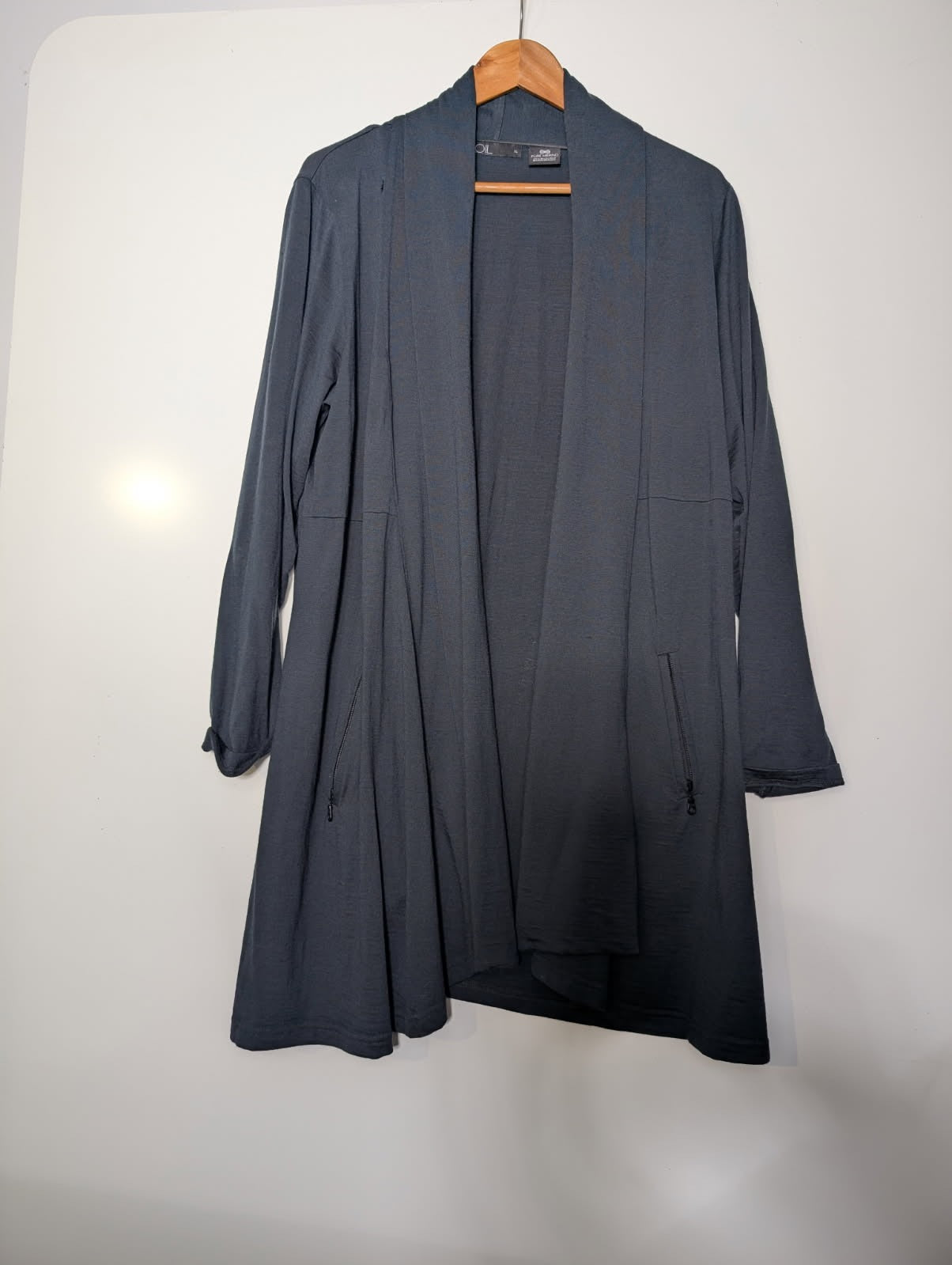 Foil Women's Pure Merino Wool Longline Cardigan Top - Dark Grey XL - Image 1