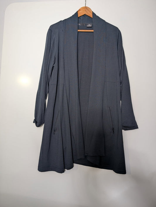 Foil Women's Pure Merino Wool Longline Cardigan Top - Dark Grey XL - Image 1
