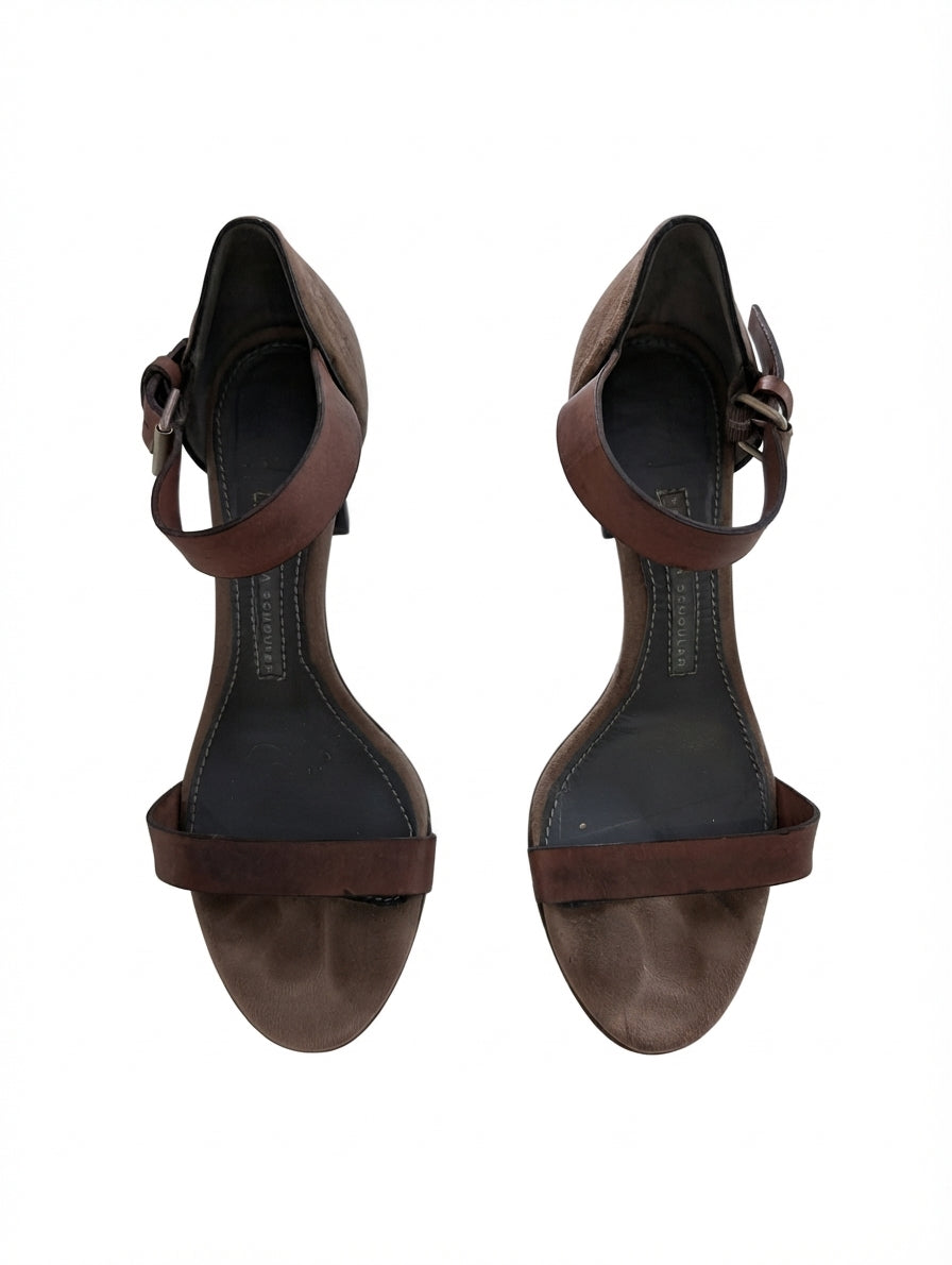 Proenza Schouler Suede and Leather Ankle Strap Sandals Tan EU 38 - Image 1