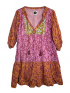 Boom Shankar Floral Tiered Tunic Dress Pink & Orange Size 14 - Image 1