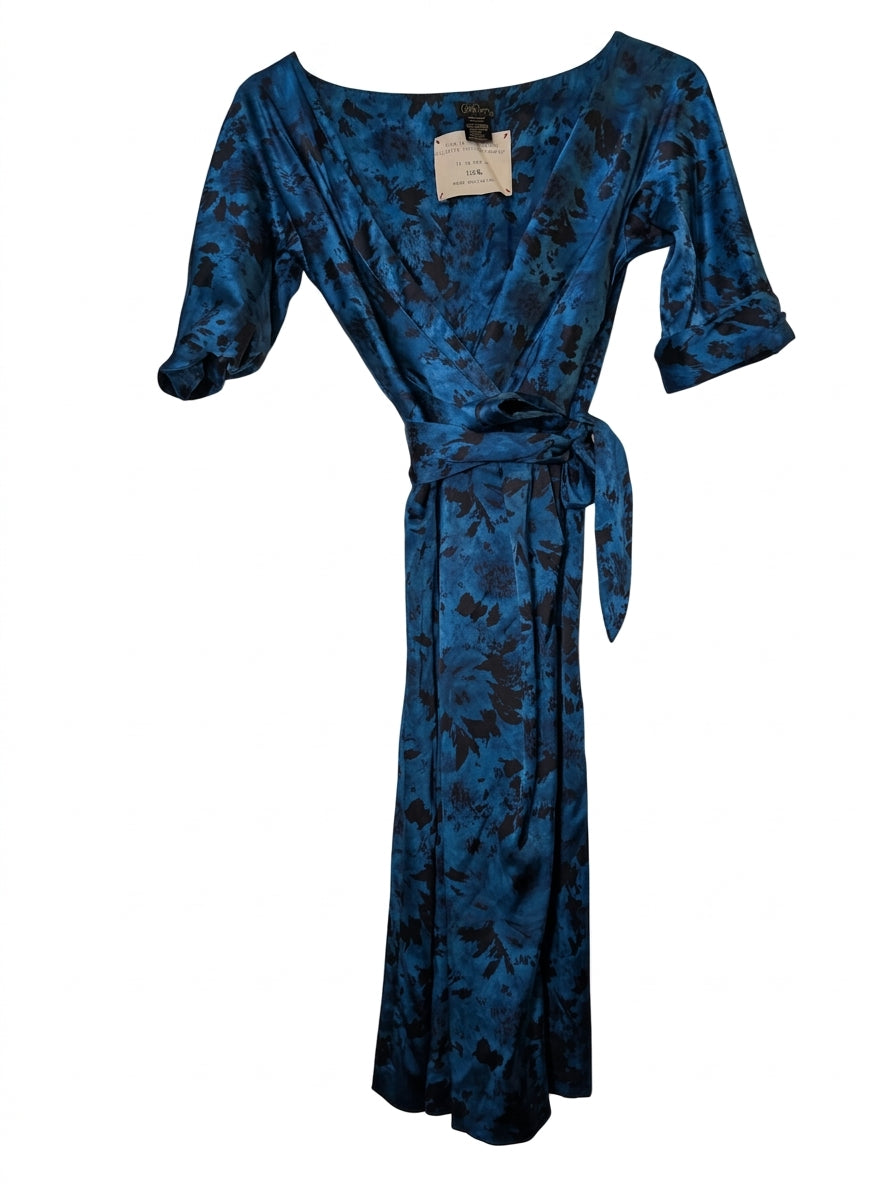 Collette Dinnigan Blue Floral Silk Wrap Dress - Limited Edition - Image 1