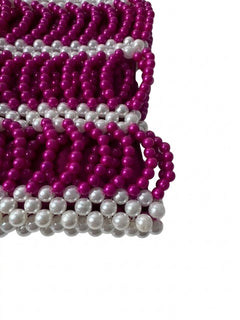 Shrimps Antonia Beaded Bag Pink and White Pearl Effect - Image 2