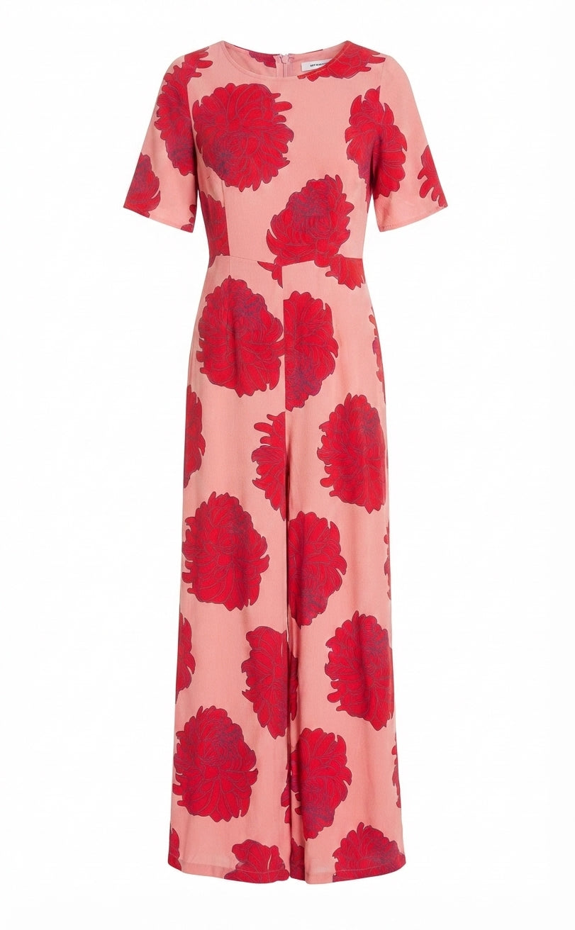 Mister Zimi Floral Jumpsuit Pink Red Women's Size 8