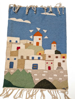 Roka Athens Greek Woven Wall Tapestry Rug Vintage Greek Village Wall Hanging - Image 1
