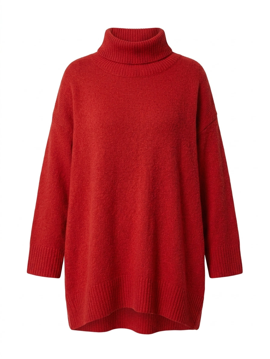 Zara Knit Oversized Turtleneck Sweater Red Women's Size S - Image 1
