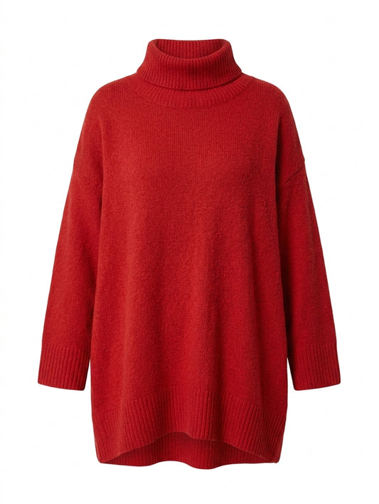 Zara Knit Oversized Turtleneck Sweater Red Women's Size S - Image 1