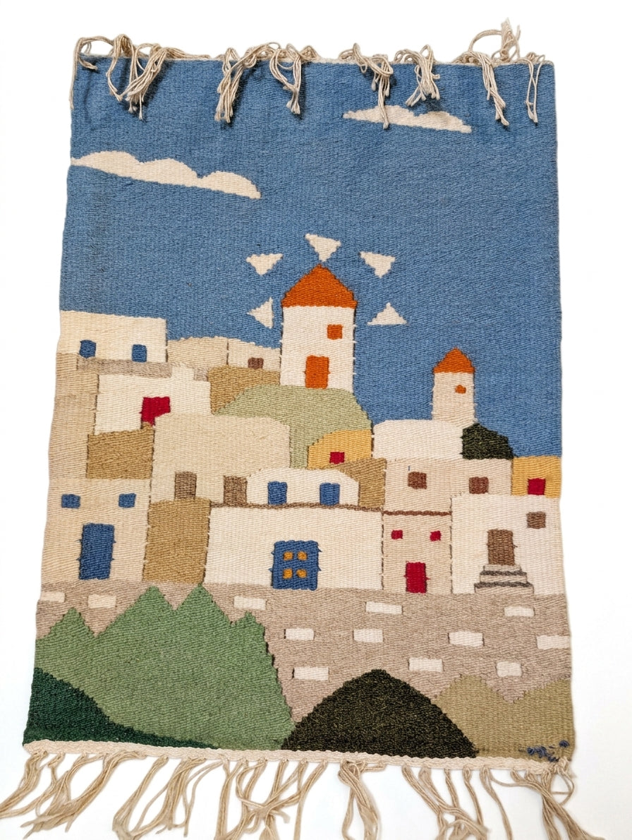 Roka Athens Greek Woven Wall Tapestry Rug Vintage Greek Village Wall Hanging - Image 1