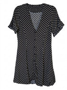 Zara Woman Polka Dot Button-Front Mini Dress Black and White XS - Image 1