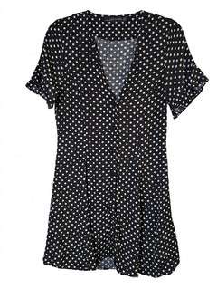 Zara Woman Polka Dot Button-Front Mini Dress Black and White XS - Image 1