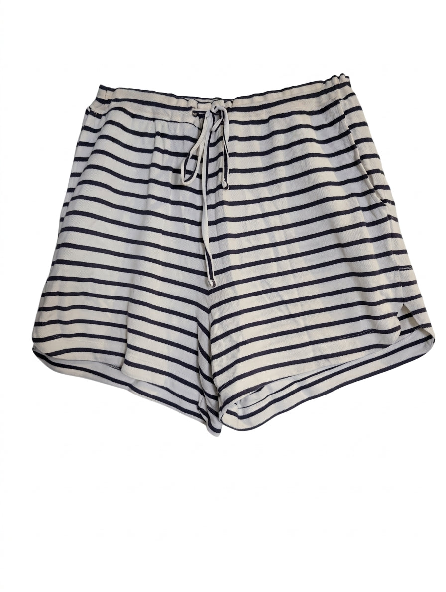 Sportscraft Striped Drawstring Knit Shorts Navy/White Size M - Image 1
