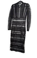 Shakuhachi Guipure Lace Long Sleeve Midi Dress Black US 4 / AU 8 - Image 1