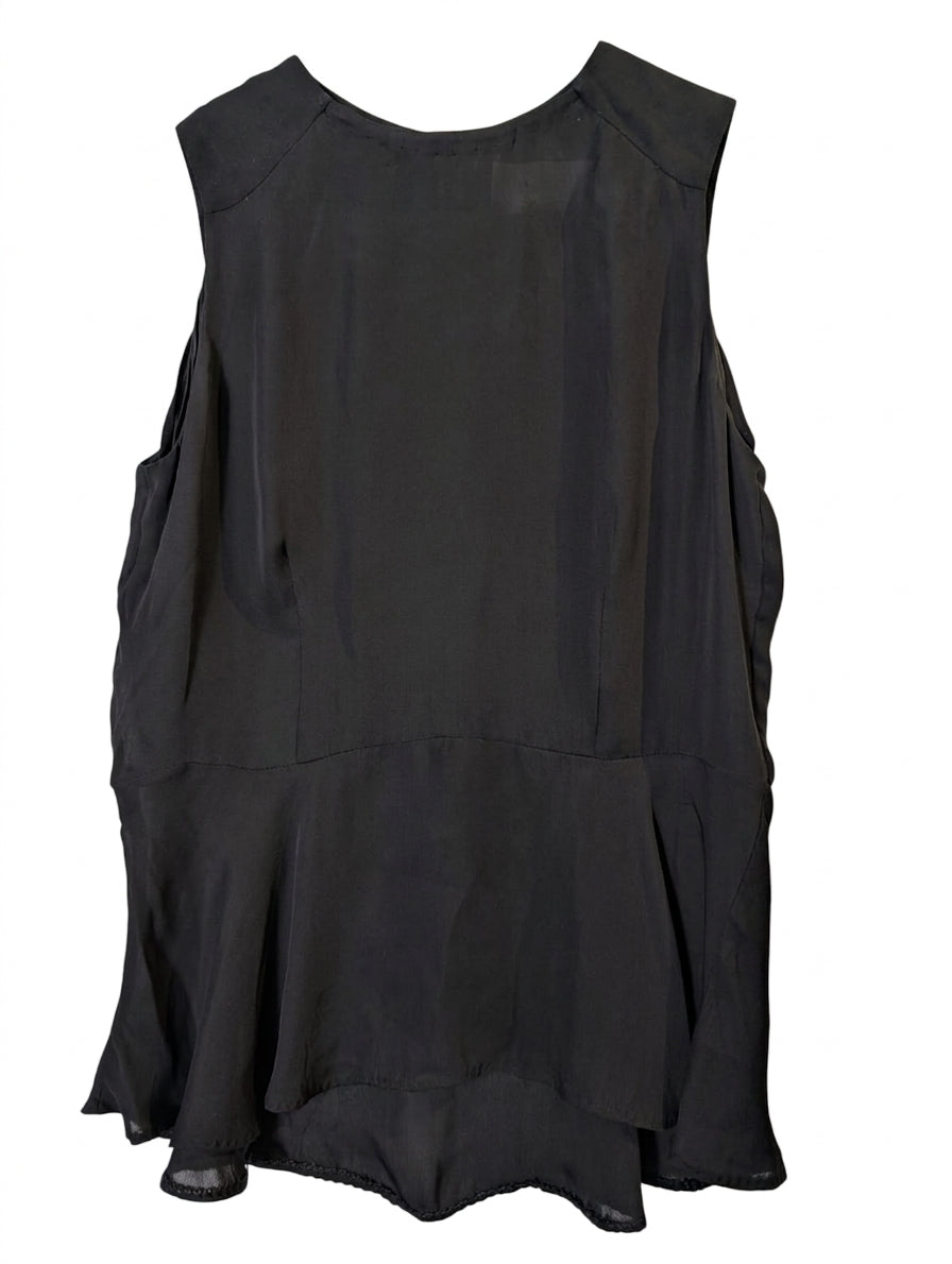 A.L.C. Sleeveless Peplum Top - 100% Washed Silk Black Size 4 - Image 1
