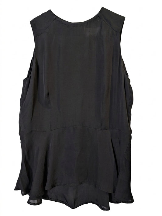 A.L.C. Sleeveless Peplum Top - 100% Washed Silk Black Size 4 - Image 1