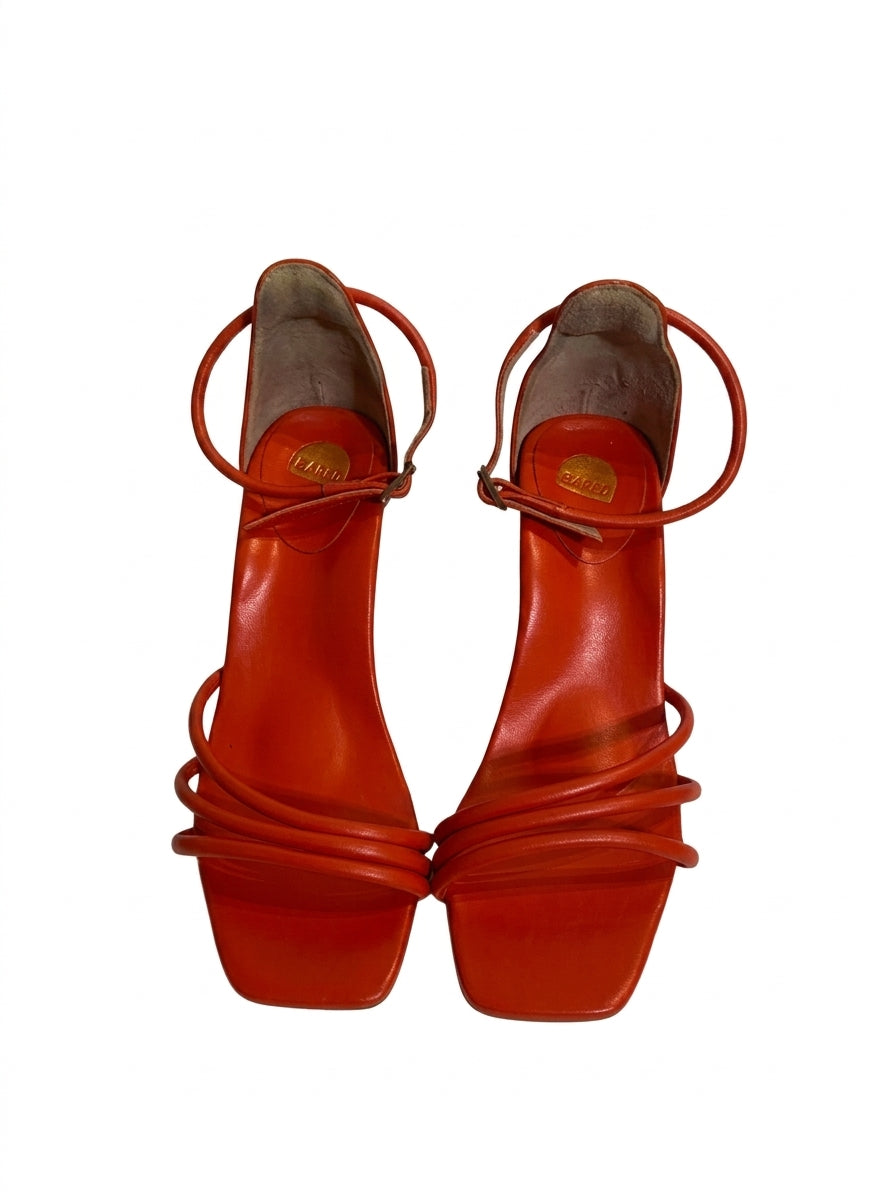 Bared Footwear Strappy Square Toe Heeled Sandals Orange EU 35 - Image 1