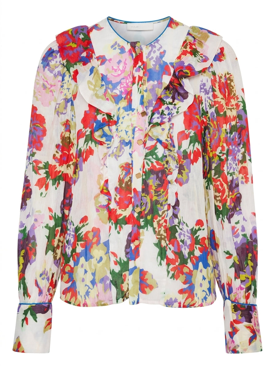 Ginger & Smart Floral Silk Ruffle Blouse - Size L - Image 1