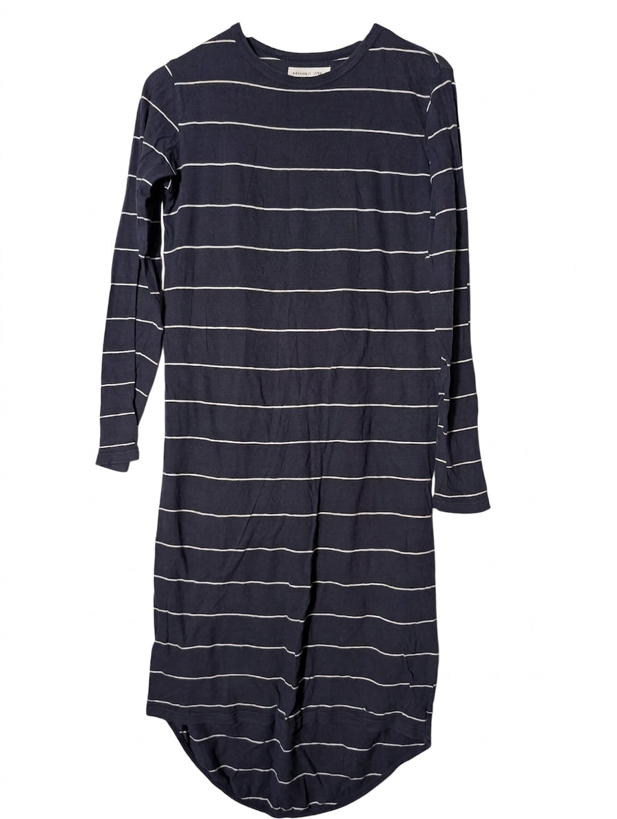 Assembly Label Long Sleeve Striped T-Shirt Dress Navy White Size 6 - Image 1