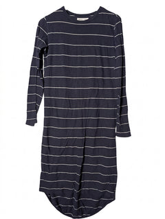 Assembly Label Long Sleeve Striped T-Shirt Dress Navy White Size 6 - Image 1