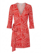 Diane von Furstenberg Julian Mini Wrap Dress Red White Leaf Print Size 4 - Image 1