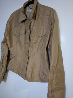 Stella McCartney Button-Down Jacket Tan Diagonal Stripe - Image 4