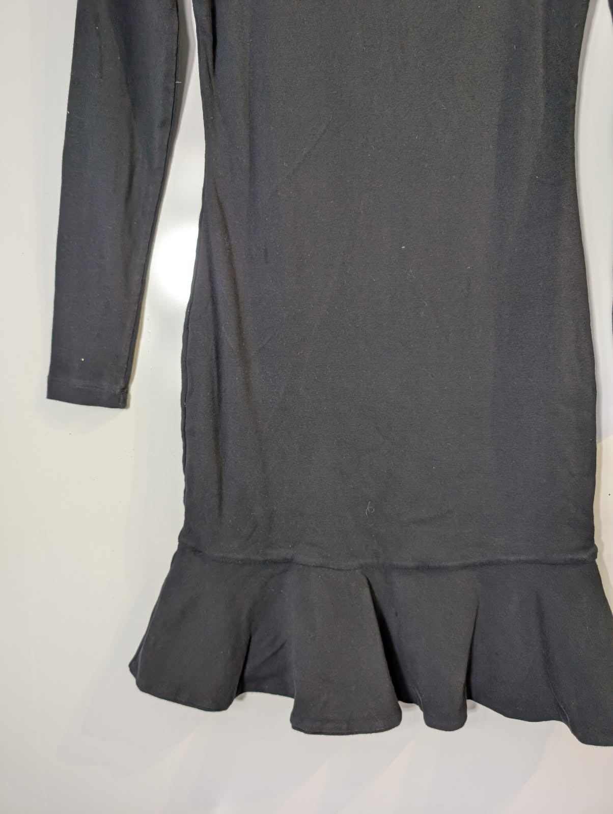 Kookai Long Sleeve Ruffle Hem Mini Dress Black Size 2 - Image 4