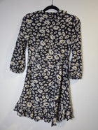 Rixo London Daisy Print Silk Ruffle Wrap Dress Women's Small - Image 6
