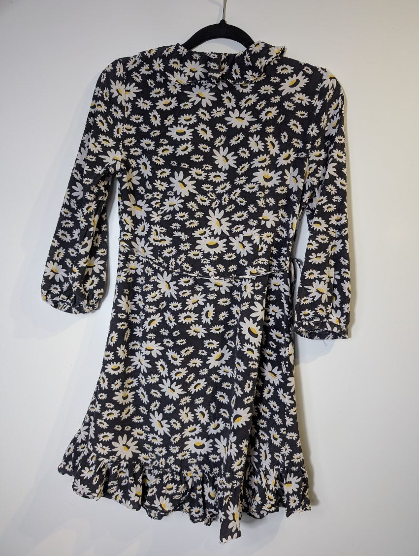 Rixo London Daisy Print Silk Ruffle Wrap Dress Women's Small - Image 6