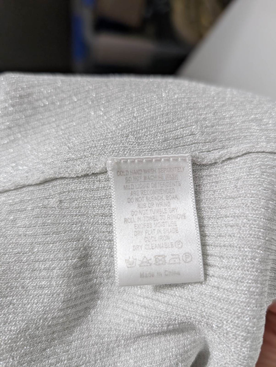 Witchery Silver Metallic Ribbed Knit Short Sleeve Top Size S - Image 6
